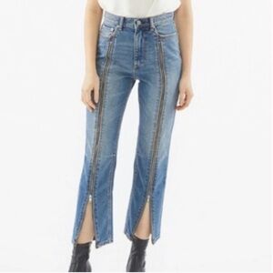 BDG Full Zip Leg Slim Straight Tapered Jeans High Rise Rigid Denim Sz 27